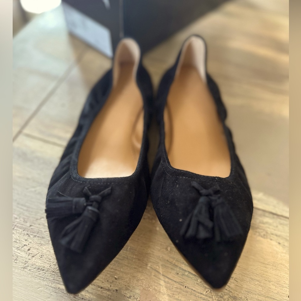 New J Crew Suede Tassel Ballet Flats 9.5